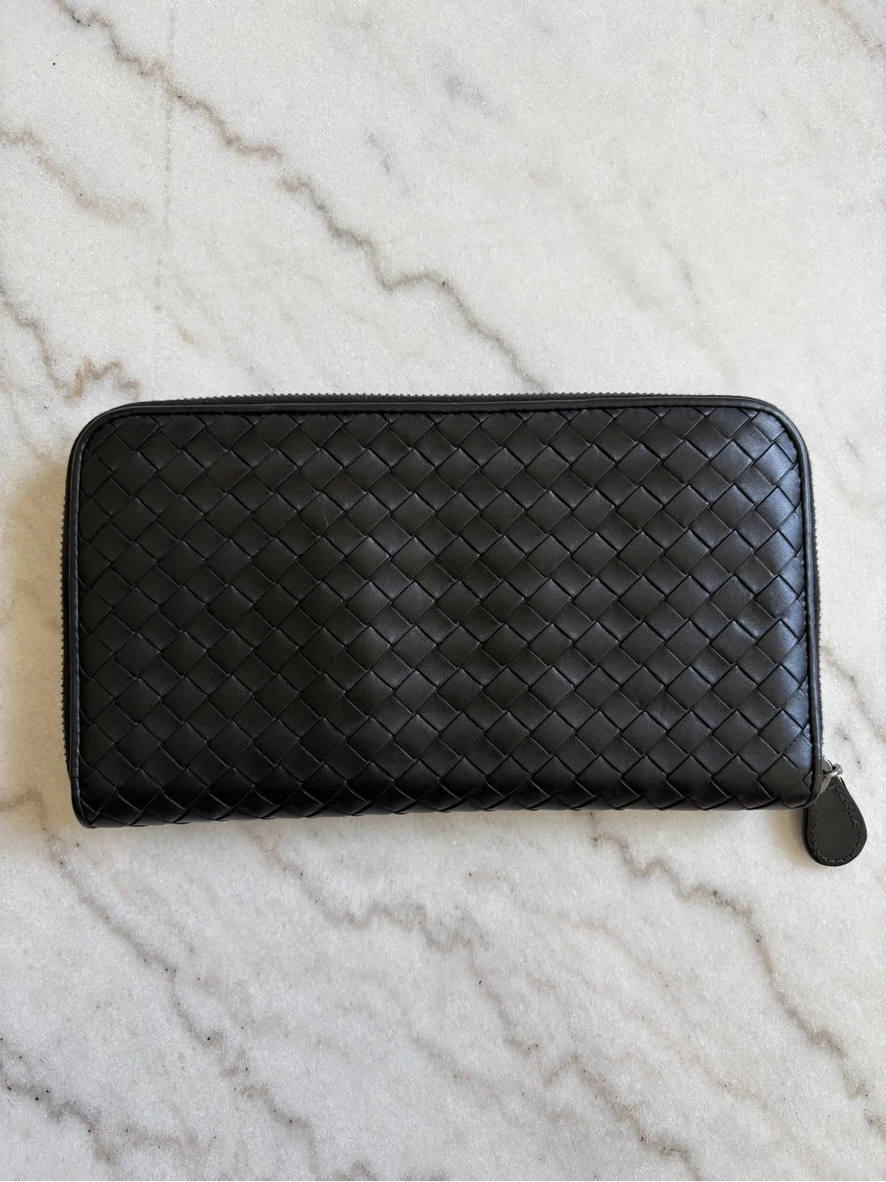 Bottega Veneta Black Intrecciato Zip-Around Large Wallet - Holds Phone
